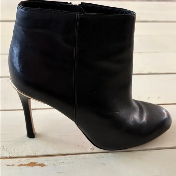 Coach Black Leather Heeled Boots with Gold Accent, 6.5 - Picture 8 of 11